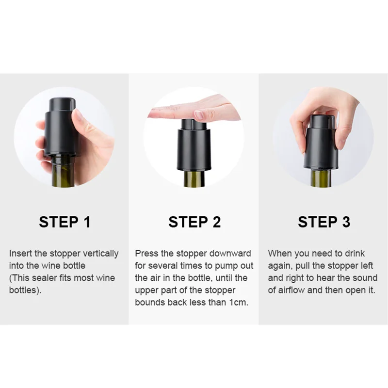 

Black ABS Vacuum Wine Bottle Stopper Sealed Storage Vacuum Memory Wine Stopper Push Style Wine Corks Bar Tools Barware