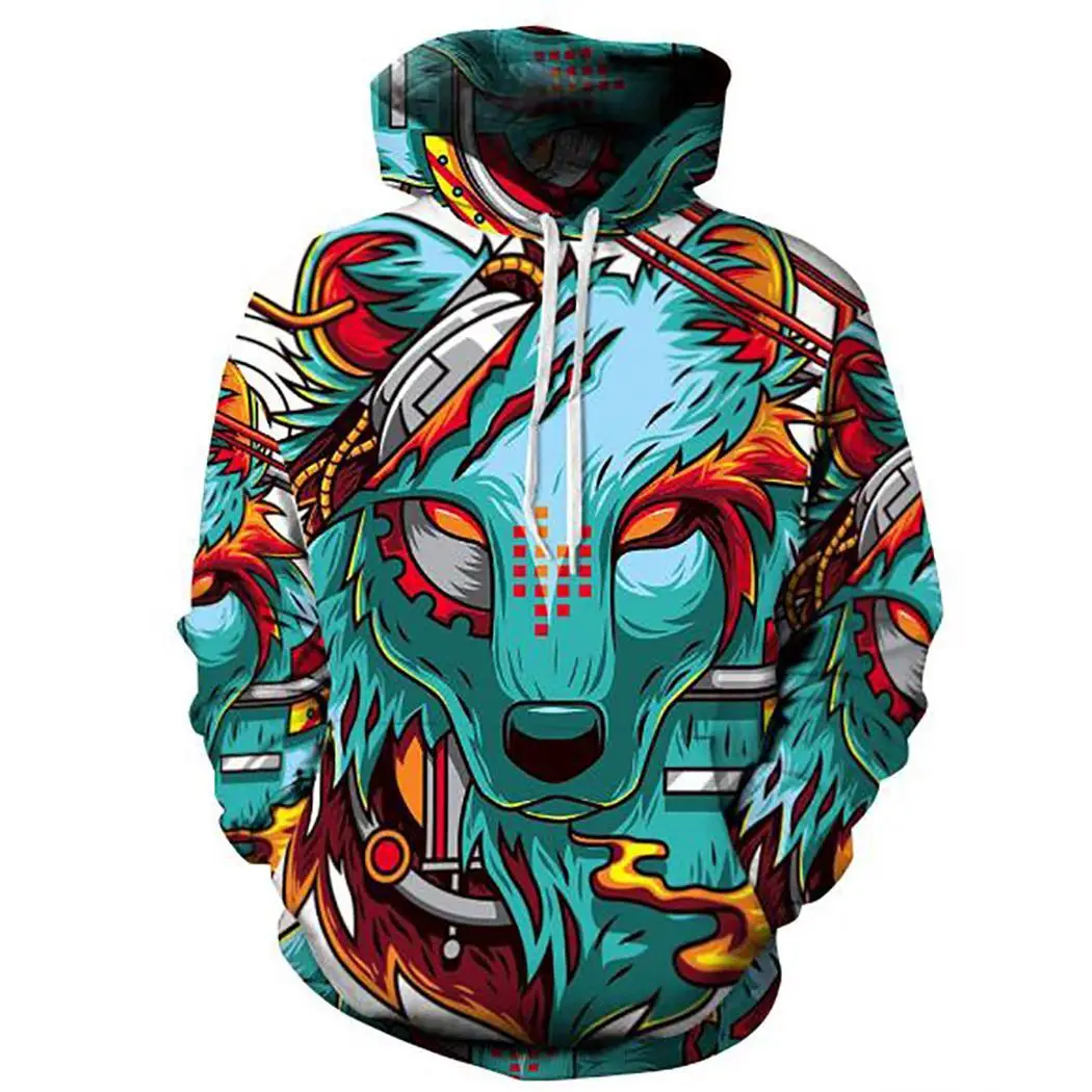 color1 Модные женские мужские толстовки с капюшоном с 3D принтом волка и животных для мужчин и женщин, блестящие толстовки с изображением волка 3D Harajuku - Цвет: color1