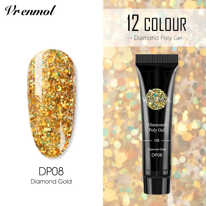 15ml DP08 Vrenmol полигель титановый красный лак для ногтей Светодиодная УФ-лампа для ногтей гель-арт гибридные Лаки зеркальные металлические яркий эффект праймер - Цвет: 15ml DP08