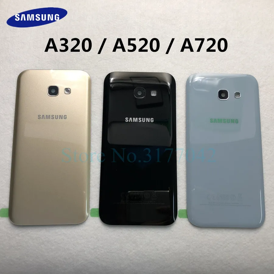 Для samsung Galaxy A5 A520F A7 A720F A3 A320F задняя крышка со стеклянным корпусом чехол Замена двери батареи+ рамка для камеры