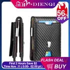 DIENQI Rfid мужские бумажники из углеродного волокна, держатель для карт, мужской черный короткий кошелек, тонкий 2020 маленький кожаный тонкий мини-кошелек Magic