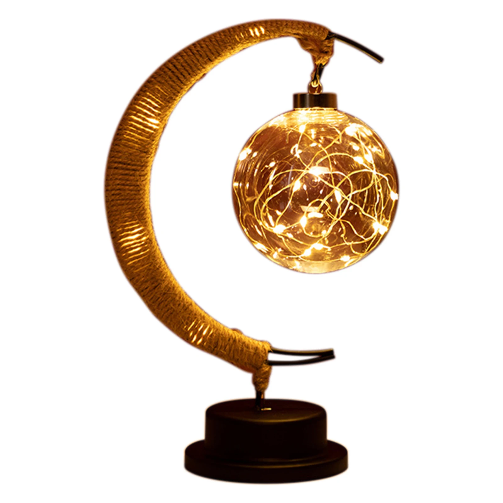 

LED Moon Sepak Takraw Lamp Line Rattan Handmade Hemp Rope Wrought Iron Night Light Home Decoration Night Lamp Christmas Gifts