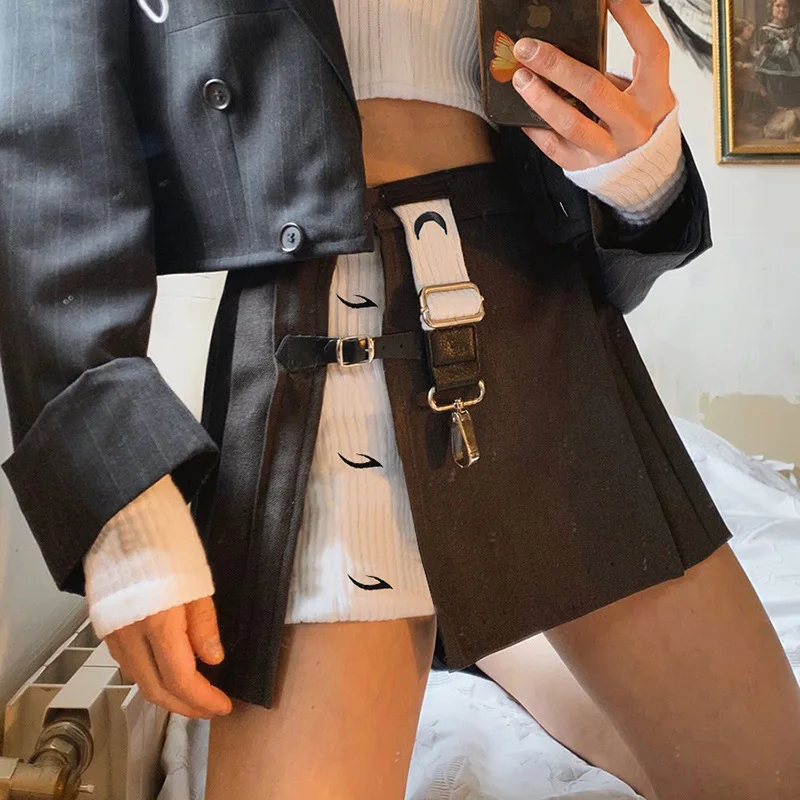 

fashion patchwork high waist mini skirt women summer 2020 sexy wild side slit hem skirt office lady street casual skirts