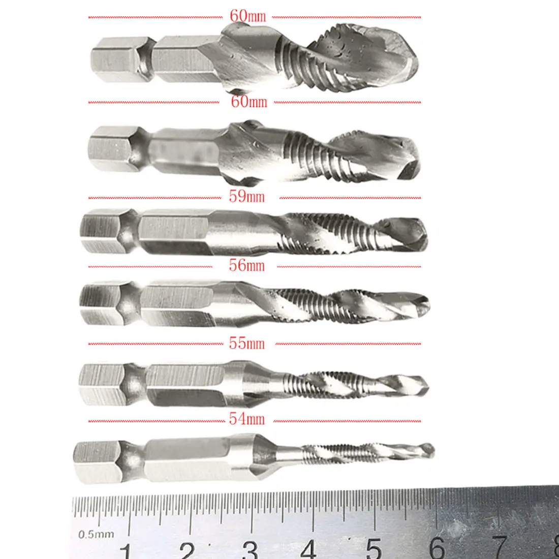 

Drillpro 6pcs/set Hand Tap Drill Hex Shank HSS Screw Spiral Point Thread Metric Plug Drill Bits M3 M4 M5 M6 M8 M10 Hand Tools