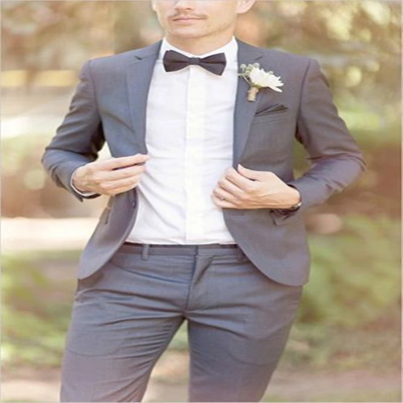 

2021 New Fashion Flat Lapel Single Breasted Men's Suits 2 Pieces Slim Fit Bridegroom Wedding Tuxedos Dinner Party Wear Blazer