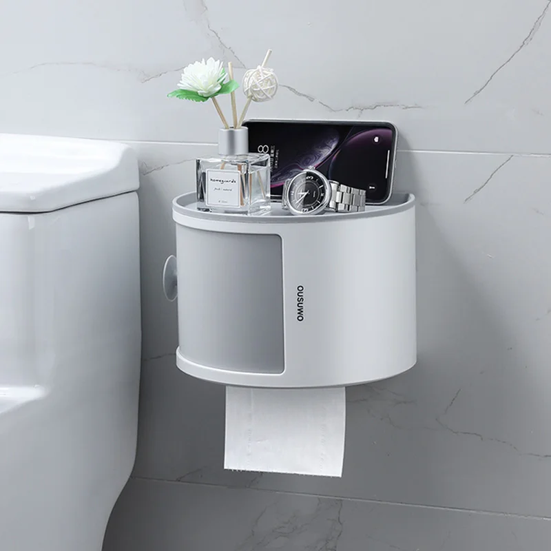 

1pc Wall Mounted Toilet Paper Holder Waterproof Toilet Paper Dispenser Bath Storage Rack Paper Towel Holder Tissue Box Organizer