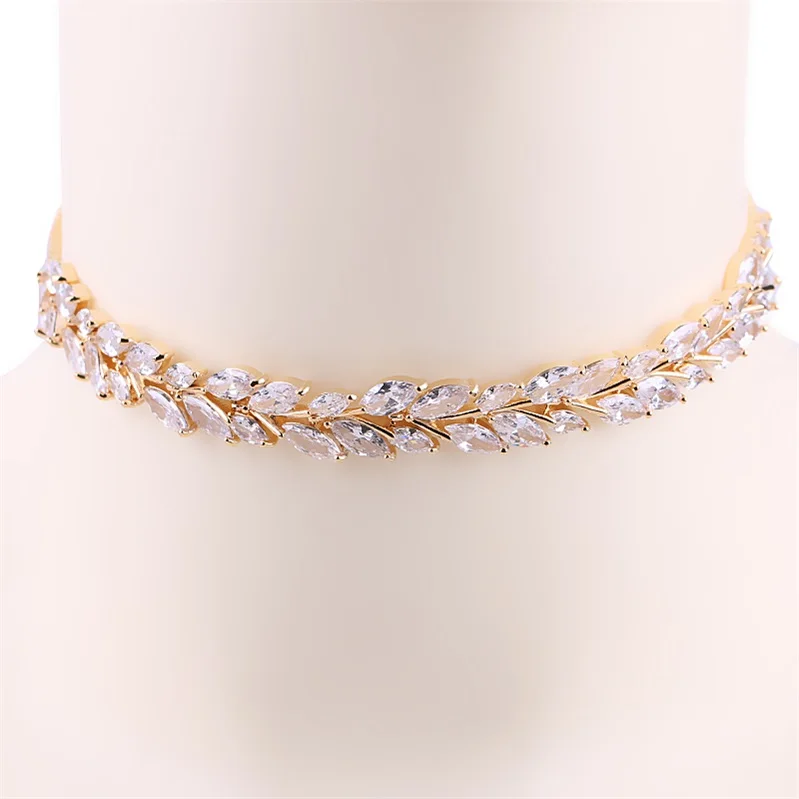 yellow gold MIEG золотистый элегантный браслет дизайн Искрящийся фианит CZ ожерелье из циркона ожерелья для женщин - Окраска металла: yellow gold