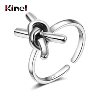 kinel korean 925 sterling silver vintage handmade butterfly knot rings for women party adjustable open ring silver 925 jewelry