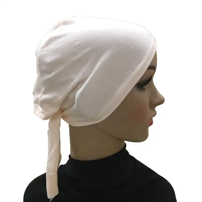 Light Pink Женская хлопковая шапка бандана под голову шапочка с шарфом головной убор мусульманская внутренняя шапка после химиотерапии исламские арабские шапочки Skullies Повседневная - Цвет: Light Pink