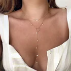 Модное Длинное жемчужное женское ожерелье, бохо многослойное жемчужное ожерелье с подвеской 2021 трендовая цепочка с кулоном колье ювелирные изделия вечерние подарок