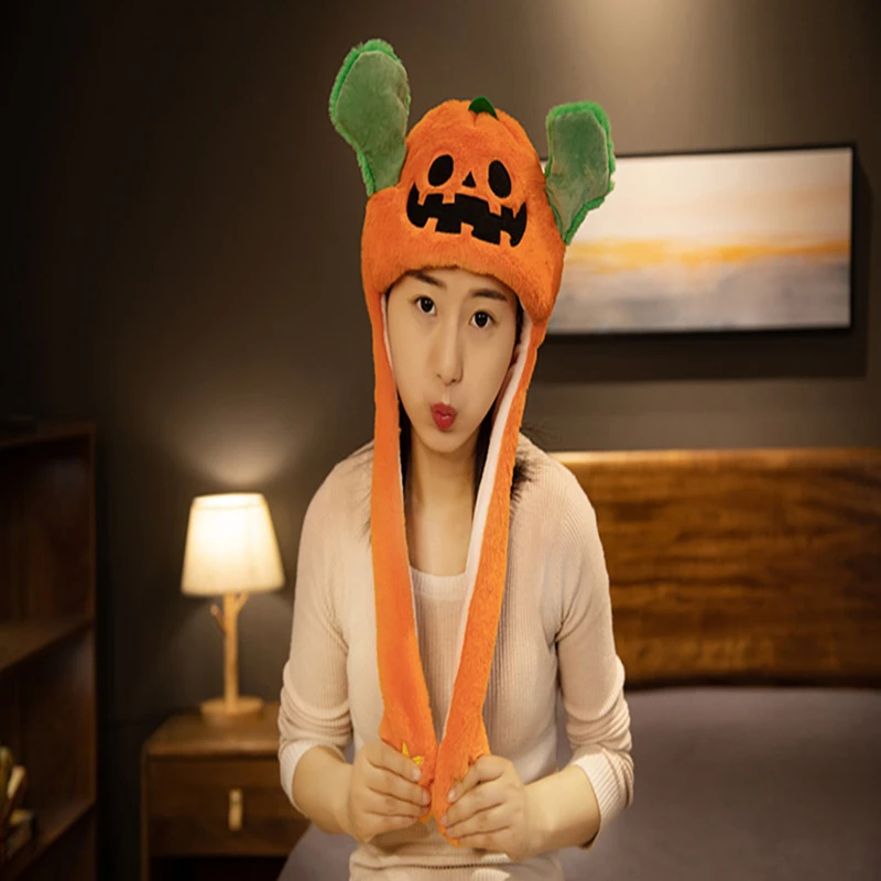 

2021 Popular New Stuffed Animal Hat with Moving Ears Toy Will Glow Halloween Christmas Ball Costume Surprise Gifts Plush Toys