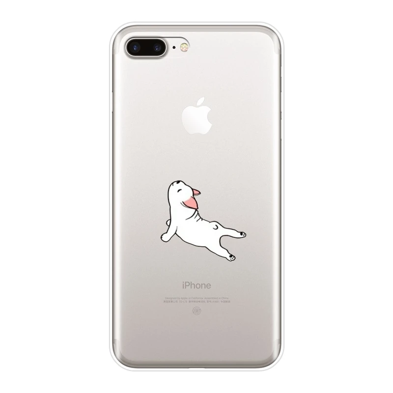 ТПУ задняя крышка для iPhone X XR XS MAX 8 7 6 S мопса Французский бульдог силиконовый