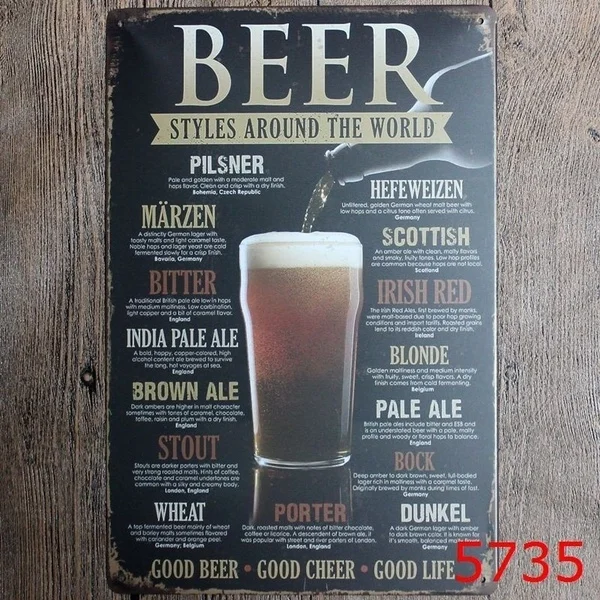 

beer styles around the world metal Tin Sign 20*30 cm sticker Decor Bar Pub Home Vintage Retro Poster comic sticker