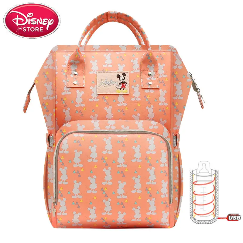 Disney мягкий подгузник сумка Микки Маус рюкзак для беременных подгузник сумка детские дорожные сумки для мам изоляция USB бутылочка для кормления