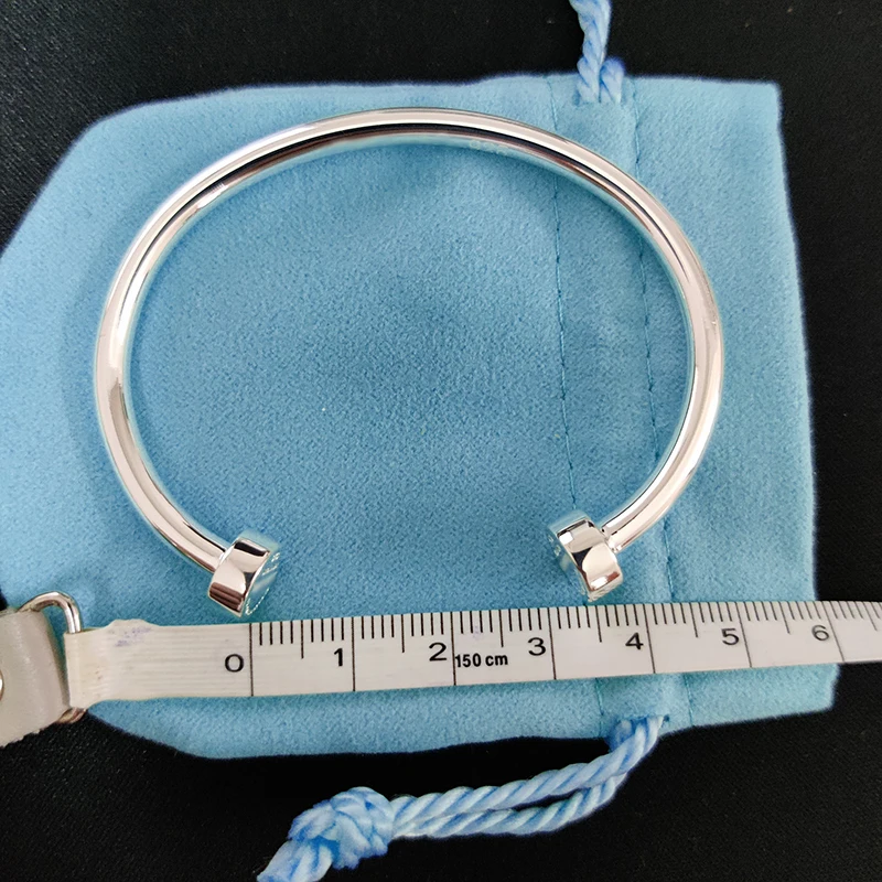 

Popular Series Open Bangle S925 Women's Sterling Silver Bracelet Women's Party All-Match Personalized Jewelry Gift