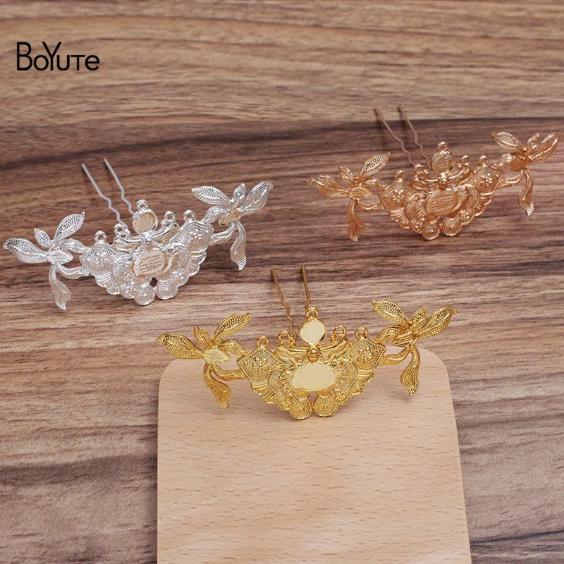 BoYuTe (5 шт./лот) 41*101 мм сплав цинка цветок Сварка 9*70*1 2 вилка для волос Diy аксессуары