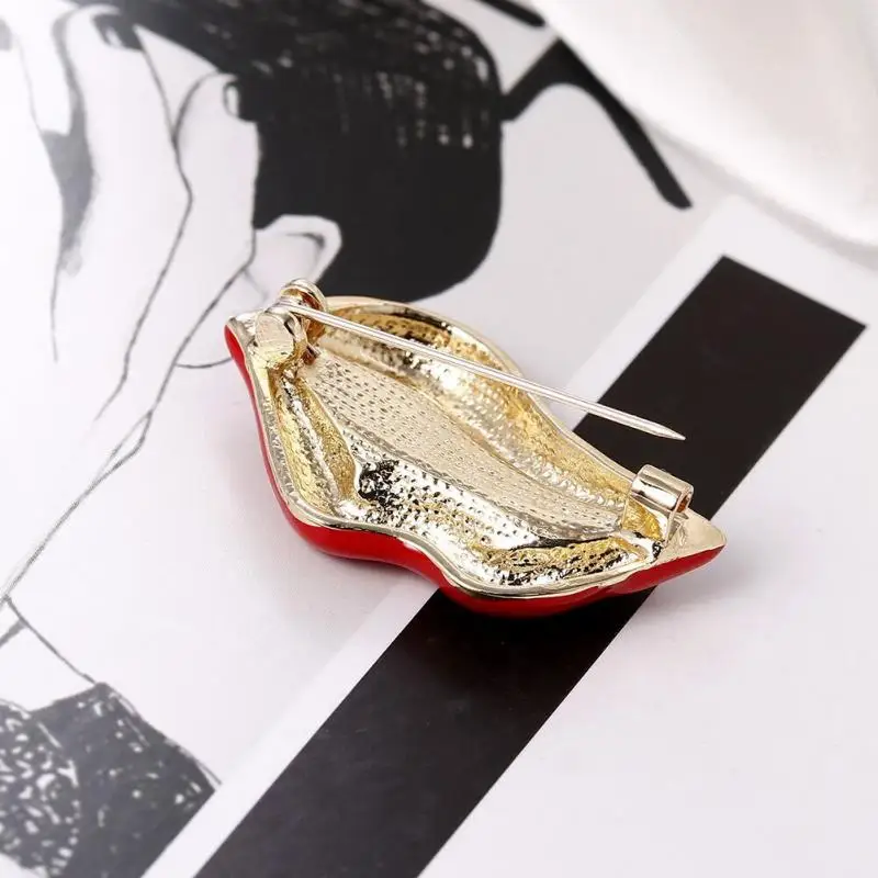Эмалированные Броши с красными губами для женщин и мужчин вечерние из сплава