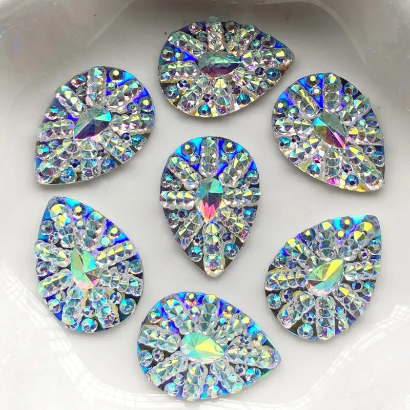 

Круглые, капли воды и овальные украшения Bling кристалл AB Смола Стразы с плоской спинкой кабошон камень DIY Свадебные украшения Одежда ремесла