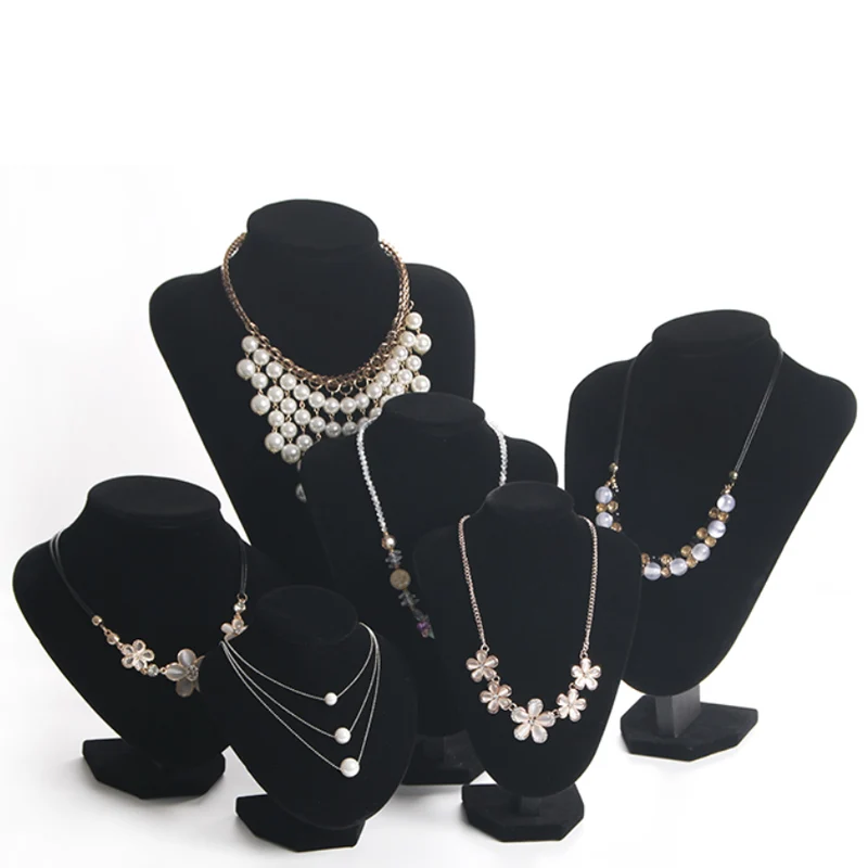 Model Bust Show Exhibitor 6 Options Black Velvet Jewelry Display For Woman Necklaces Pendants Mannequin Jewelry Stand Organizer