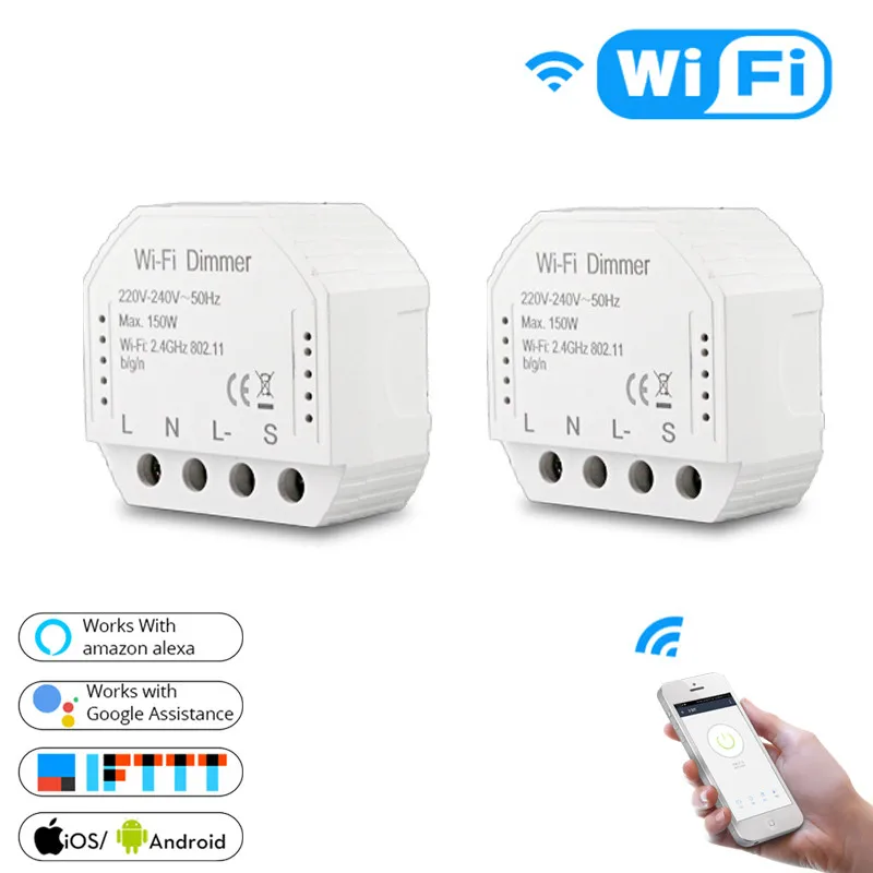 2 PCs DIY умный WiFi светильник светодиодный диммер Smart Life/Tuya APP пульт дистанционного управления 1/2 переключатель, работает с Alexa Echo Google Home - Цвет: 2 PCs