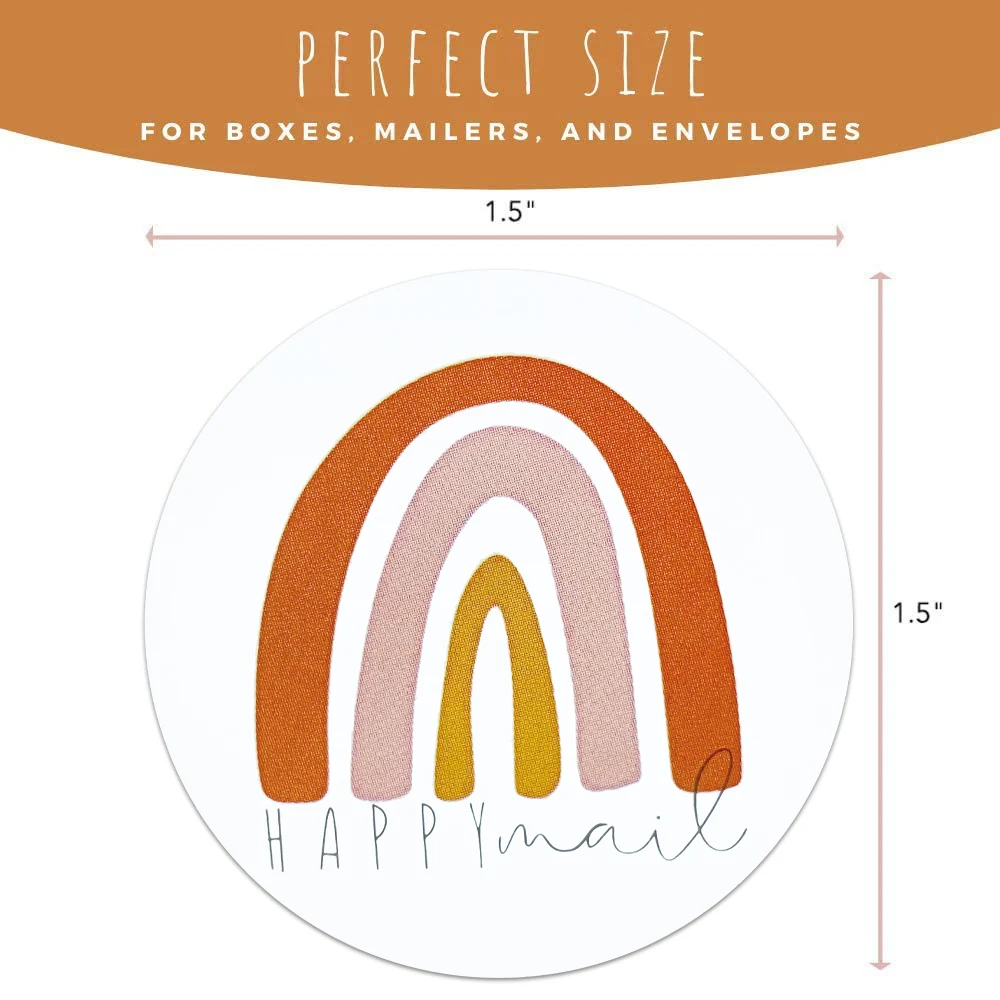 1 5 дюймов Радужная наклейка Happy Mail для коробок почтовых отправлений этикетки