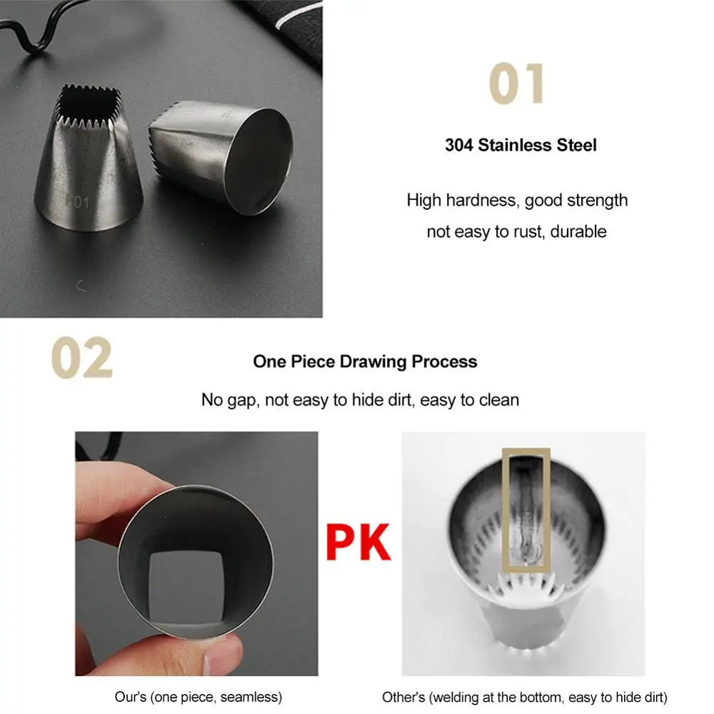 

4pcs Square Cake Design Cream Tips Pastry Nozzles Pastry Icing Piping Nozzles Bico De Confeitar Fondant Cake Decorating Tools