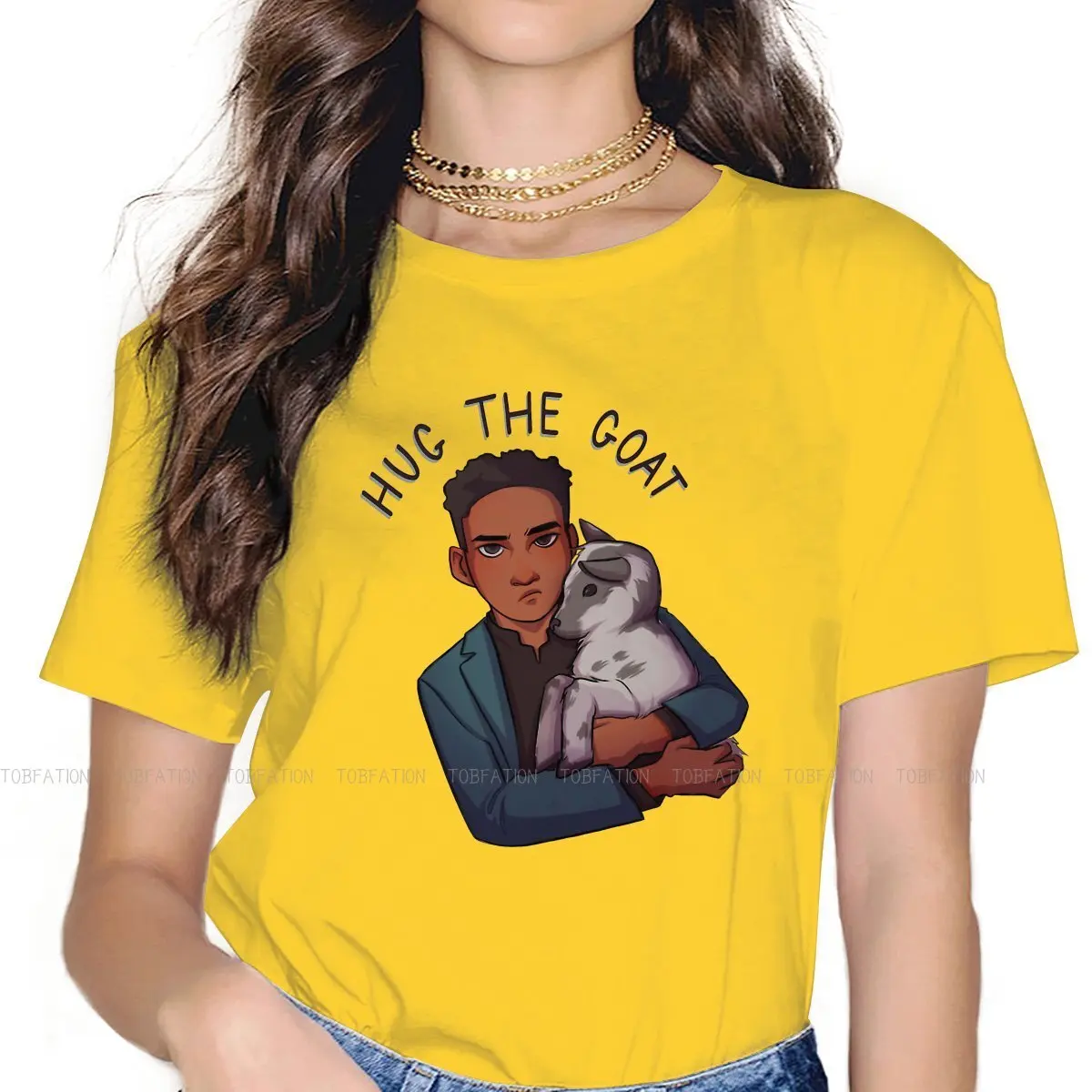 

Shadow and Bone 100% Cotton TShirts Milo the Goat Print 4XL 5XL Girl T Shirt Hipster Clothing