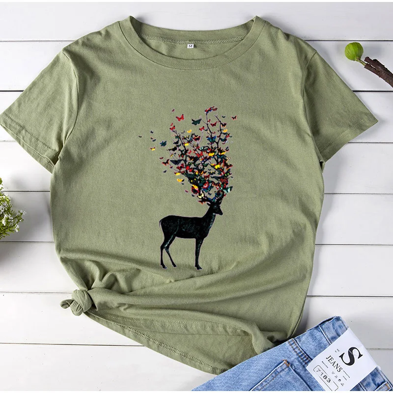 

Футболка женская с графическим принтом, хлопковая тенниска с коротким рукавом, свободная майка в стиле Харадзюку, черный белый цвет