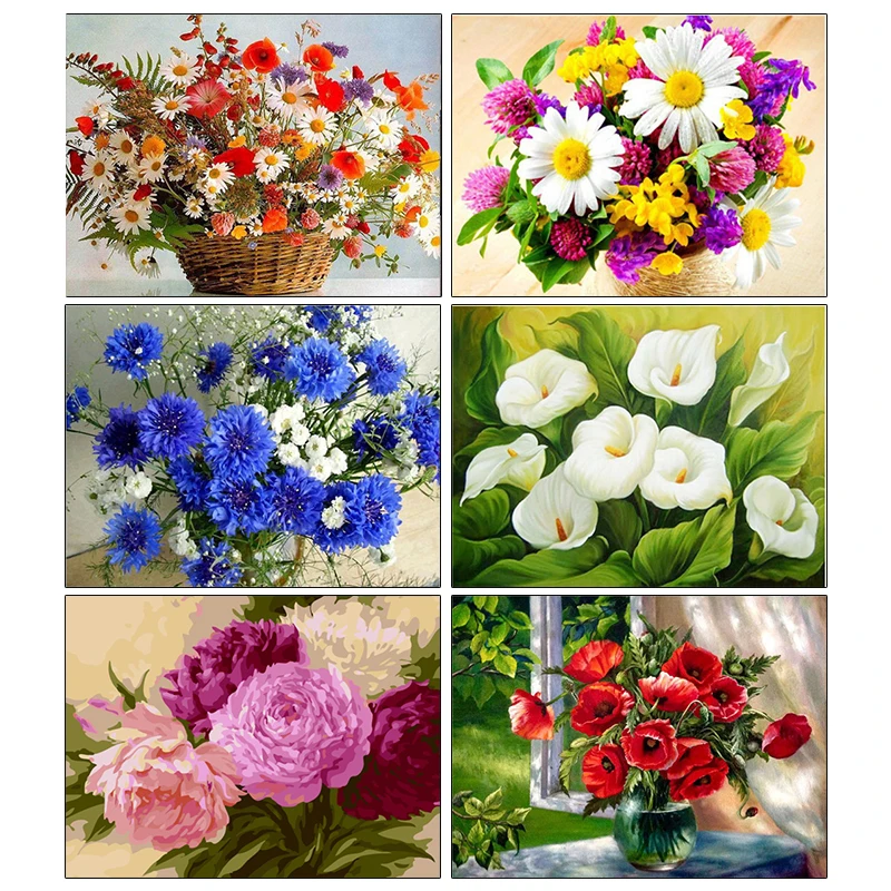 

AMPHIBOLE DIY 5D Diamond Painting Flowers Vase Roses Peony Cross stitch Full Diamond Embroidery Mosaic Rhinestone home decor