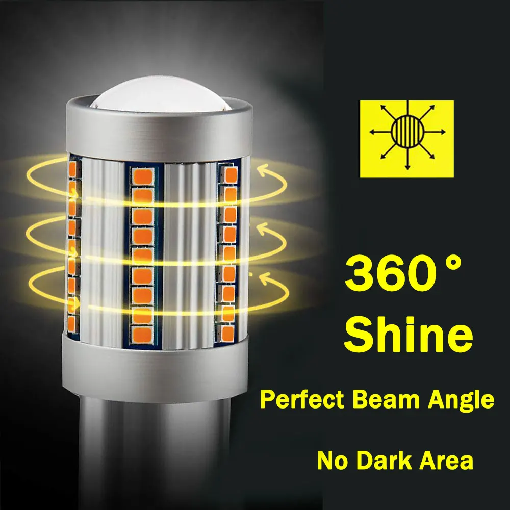 WY21W T20 7440A 7440NA светодиодные лампы янтарно-желтого цвета для указателей поворота со