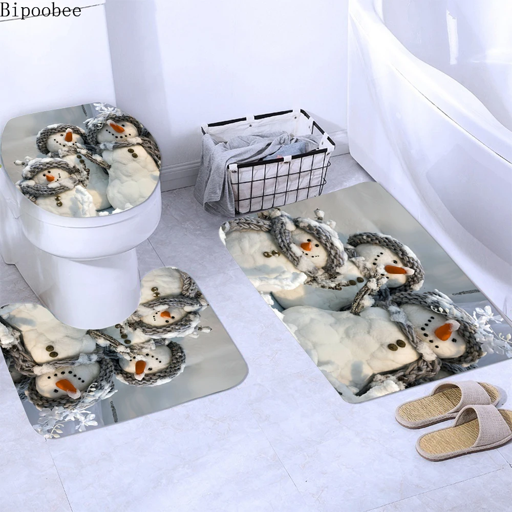 Рождественский комплект занавесок для душа Bipoobee коврики ванной милый коврик с