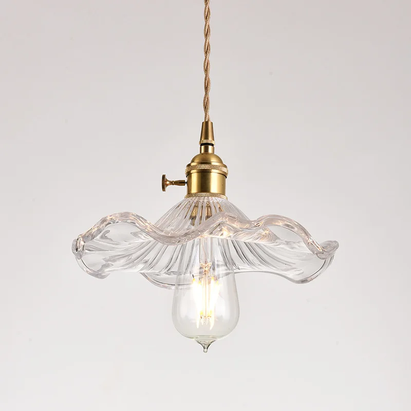 Задняя стеклянная лампа с листьями лотоса Скандинавская люстра простая Люстра
