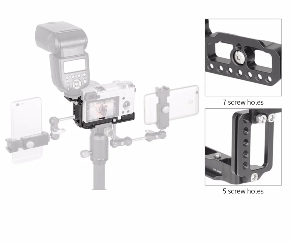 CNC алюминиевая вертикальная съемка QR l-пластина кронштейн держатель рукоятка для sony A6400 Dslr камера Поддержка с холодным башмаком аксессуар