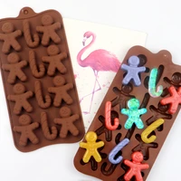 gingerbread man silicone molds chocolate mould non stick fondant cookie baking trays biscuits cake fudge candy mold ice mold