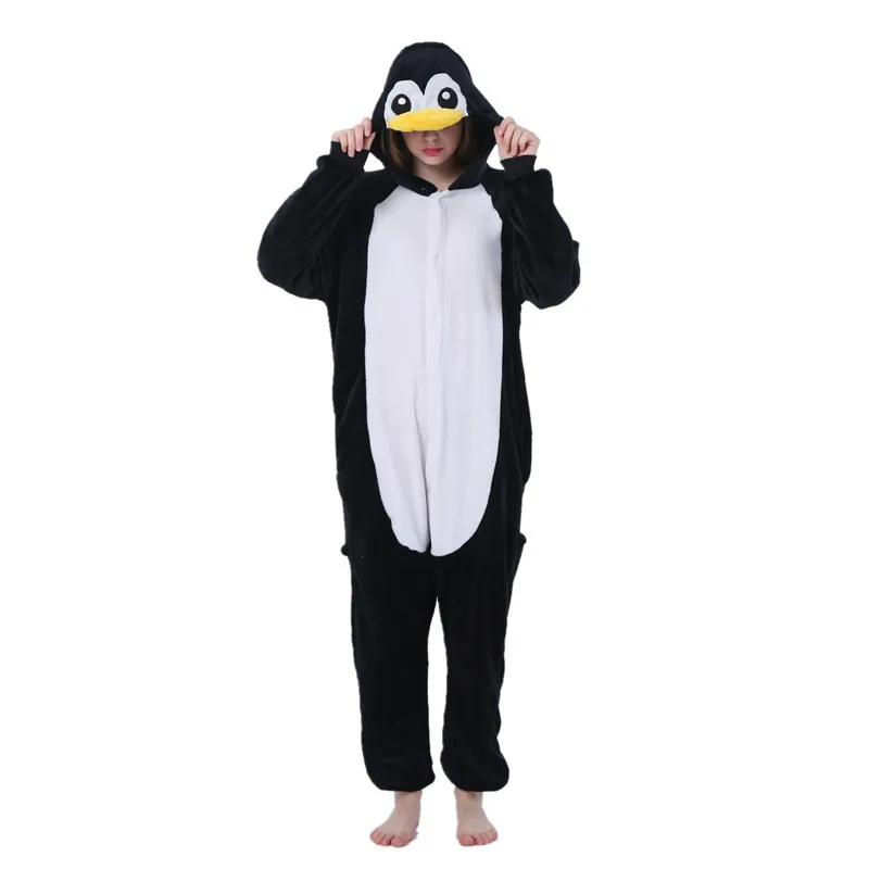 

Kigurumi Penguin Costume Kids Pajama Adult Animal Onesie Women Men Hooded Kegurumi Sleepwear Flannel Pijamas