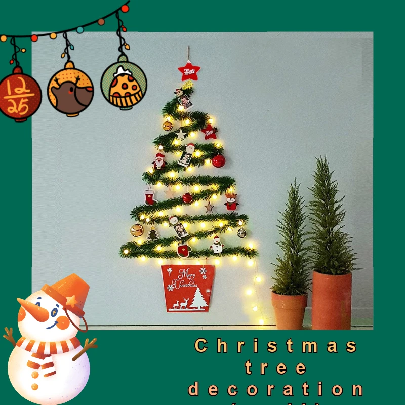 

2021 Рождественская креативная настенная елка с подсветкой, рождественские украшения «сделай сам» в форме елки, стеклянные двери и окна, Рожд...