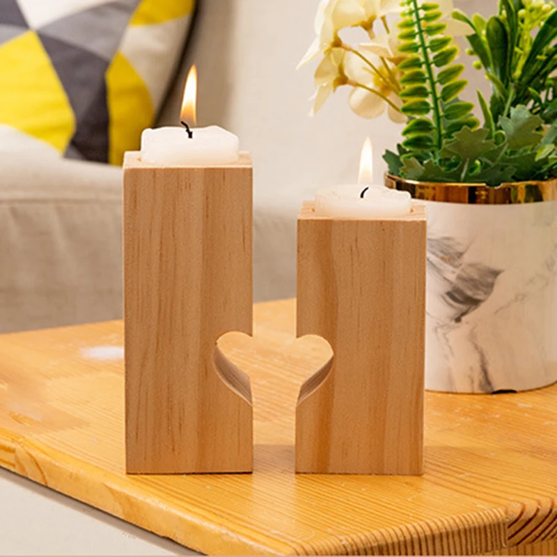 

Подсвечник деревянный в форме сердца, подсвечник для чайной свечи, украшение для дома, спальни, гостиной, AUG889