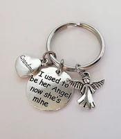 grandma i used to be her angel wings alloy keychain family love keychain gift for family and friends