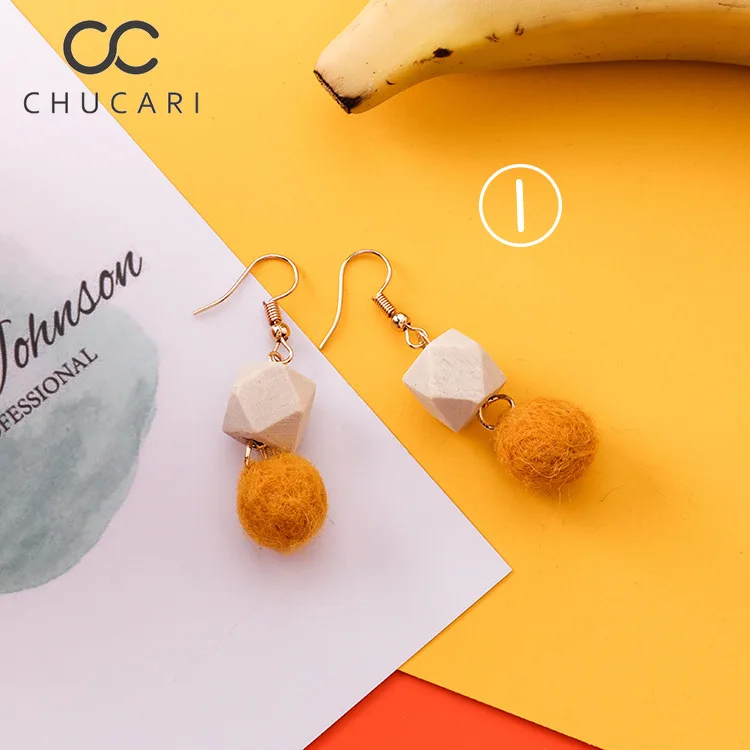 Очаровательные акриловые серьги CHUCARI желтые с фруктами и цветами клубника киви