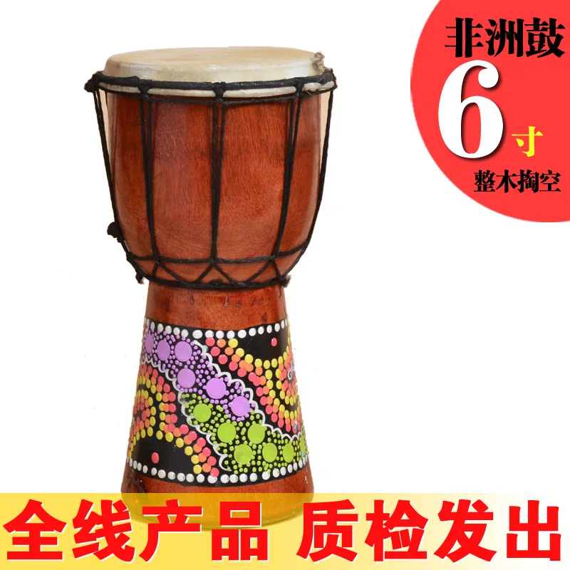 

Djembe Drummer Percussion 6 inch Classic Painting Wooden African Style Hand Drum For Sale membranophone with pattern