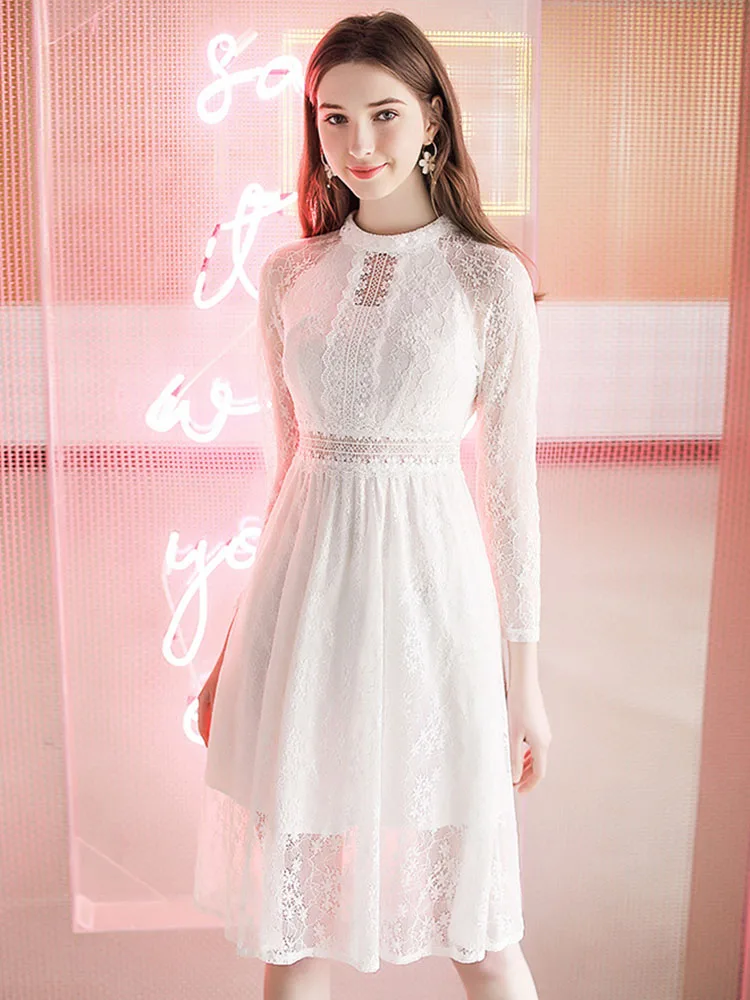 Темпераментное качество лучшее платье с длинными рукавами весна 2020 прозрачные