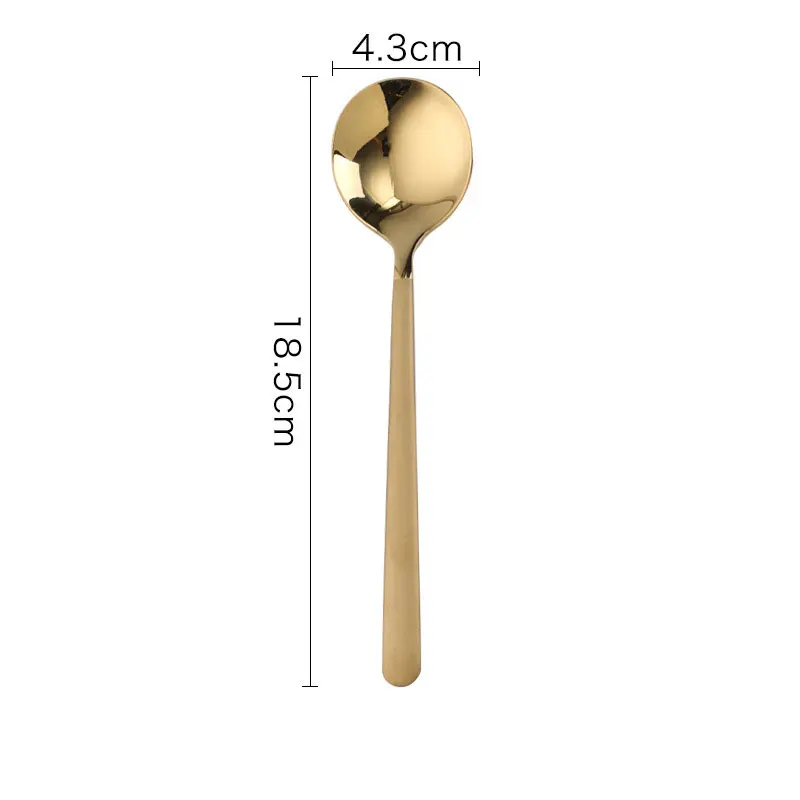 

304 Stainless Steel Spoon Thickened Eating Spoon Round Head Spoon Creative Spoon Spoon Table Spoon Nordic Golden Long Handle