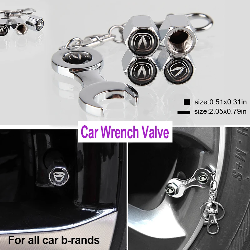 

5pc/set Car Metal Tire Valve with Silver Wrench for Volkswagen AMG Mercede Benz SLINE AUDI BMW M Honda LEXUS JEEP Hyundai Kia