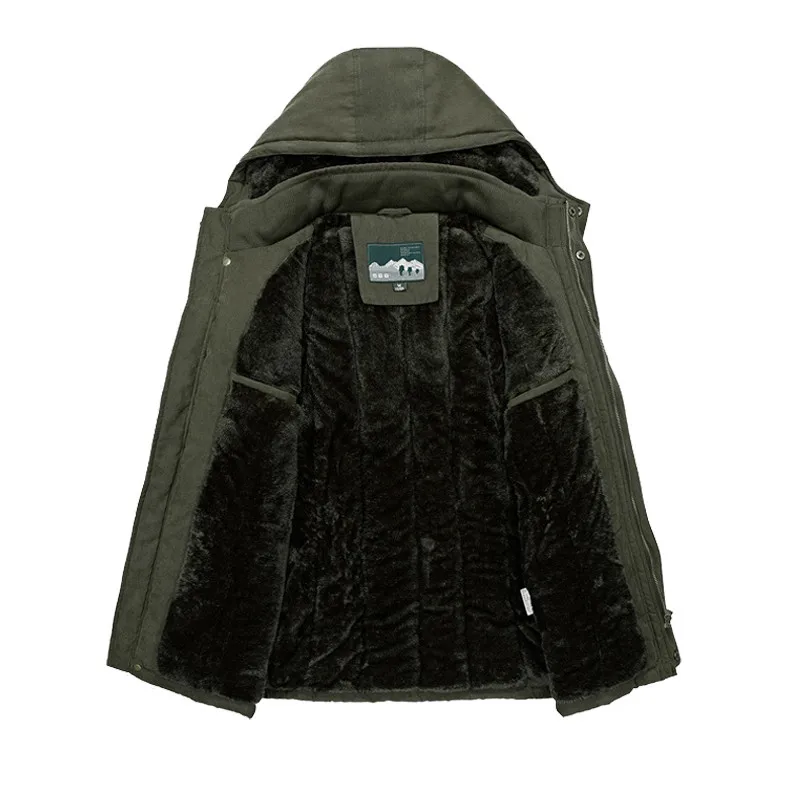 Мужские парки с толстой подкладкой модная зимняя куртка капюшоном и множеством