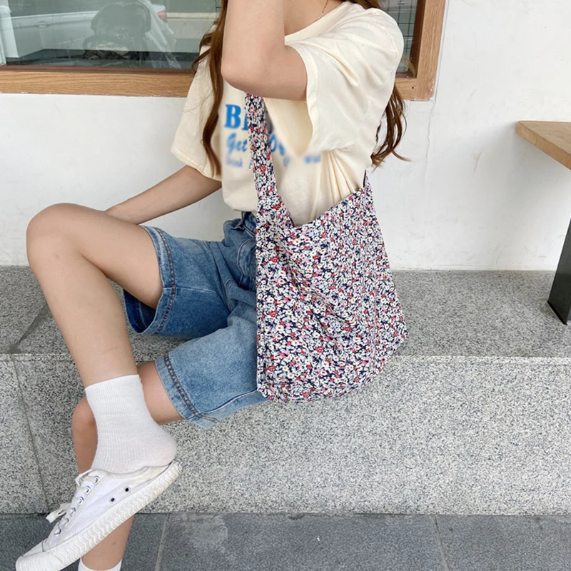 

2021 Multicolor High-Quality Women Men Floral Handbags Canvas Tote bags Reusable Cotton grocery shopping bag Eco Foldable