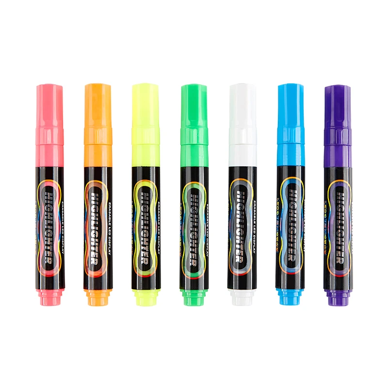

12pcs A Box of Baoke MP4901A LED Electronic Screen Erasable Highlighter Flat Head 7 Colors Color Marker Highlighter Pen