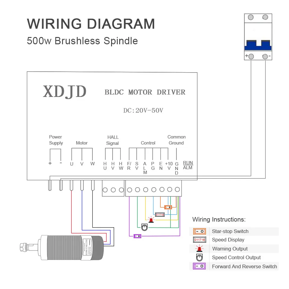 

Brushless Spindle Motor 500W Air Cooled DC Machine Tool Spindle Router Motor Stepper Motor Driver Controller For Milling Machine