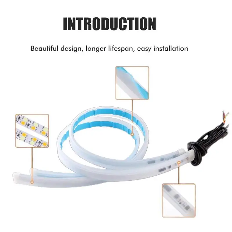 

2X Newest LED Flow Car Signal light Daytime Running Lights Auto Flowing Turn Signal Guide Thin Strip Lamp Styling Accessories