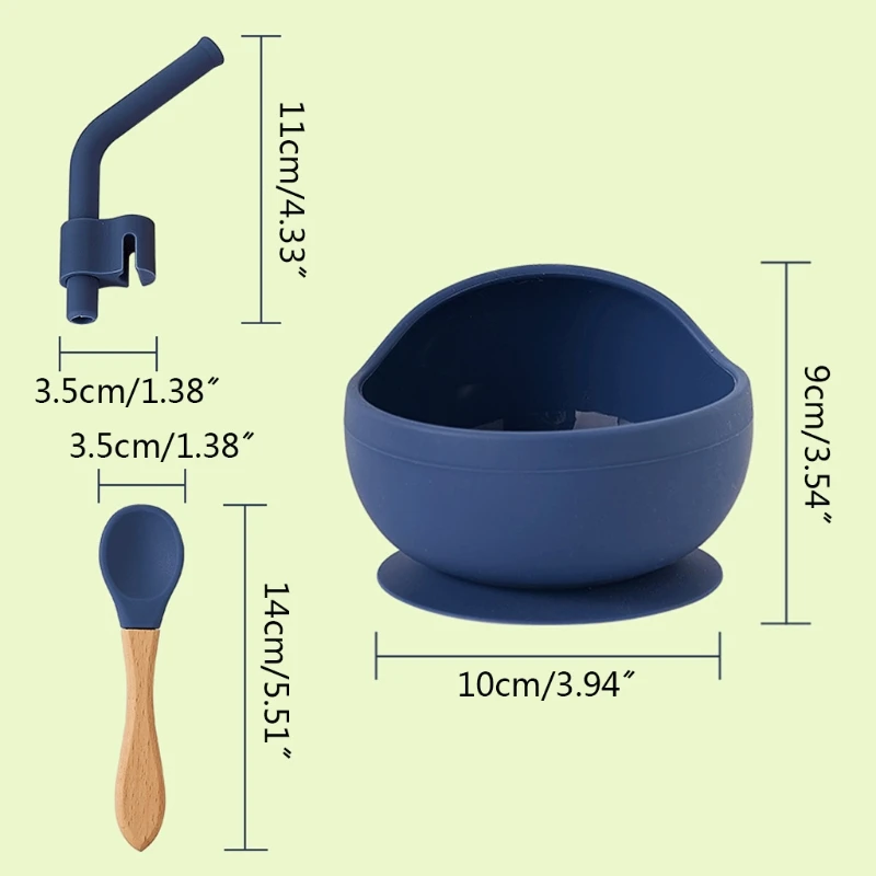 

Baby Silicone Dinner Plate Sucker Bowl with Straw Spoon Set Anti Slip Suction Dish Training Feeding Tableware for Toddle