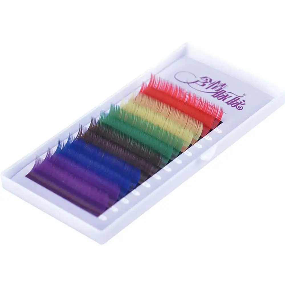 Universal 12 rows Mix Color Eyelash Extension Individual Mink Fake Rainbow Colored Eyelashes Natural Soft Colorful False Lashes | Красота и
